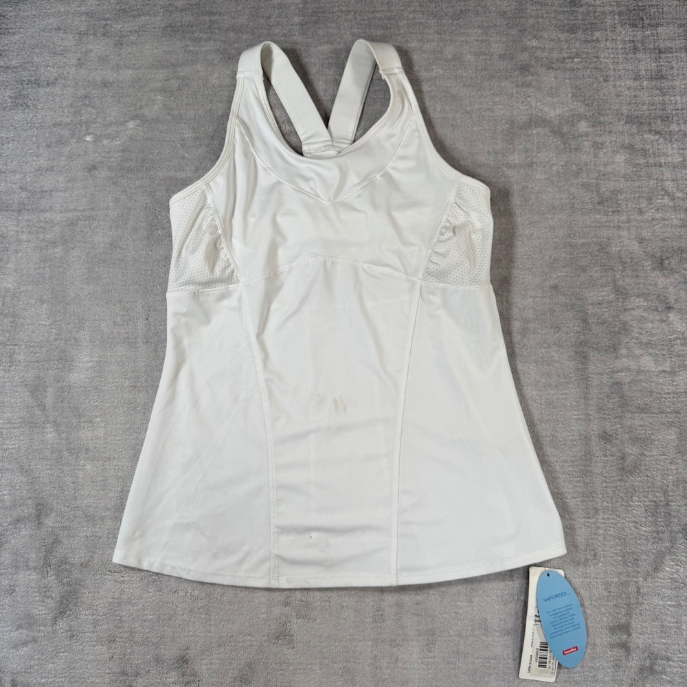 Lucky In Love Shirt Womens Medium White Goddess Cami Built in Bra Tennis Gym